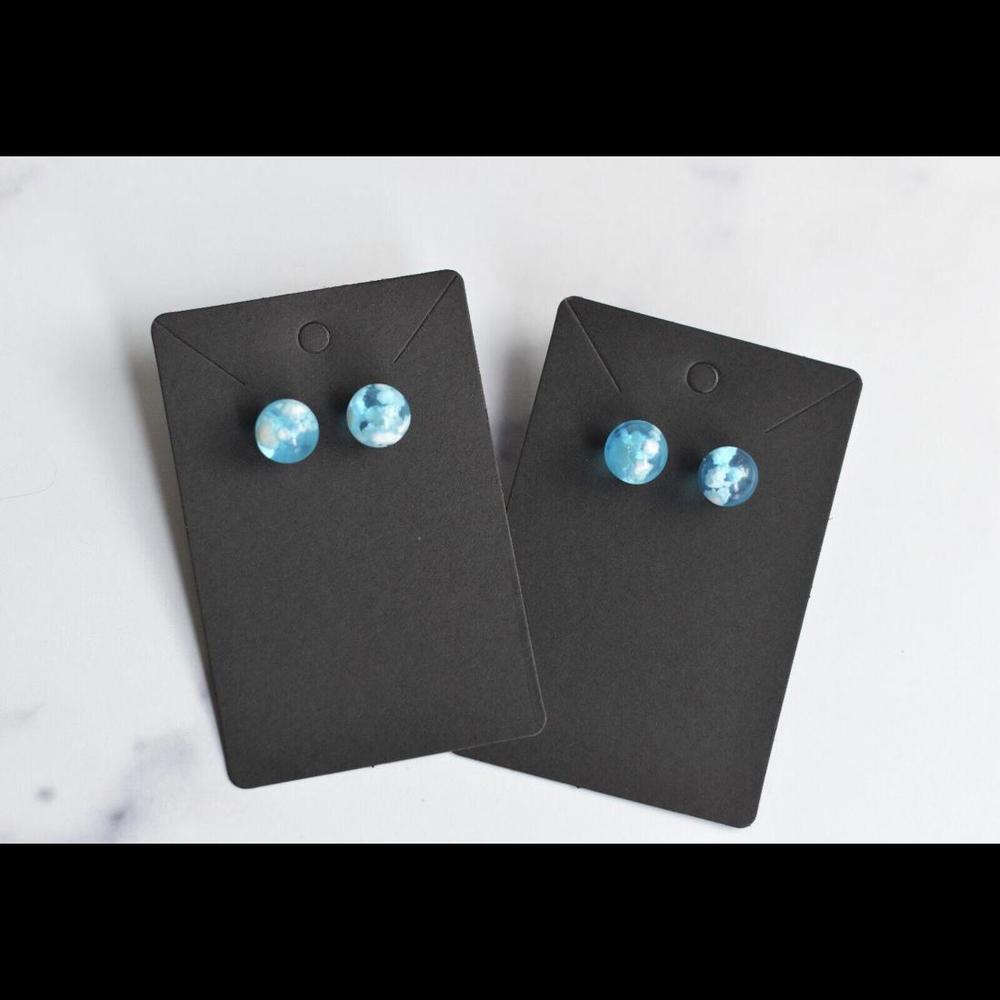 Round Stud Earrings Light Blue Cloud Sky Ball Transparent Dopamine Dressing